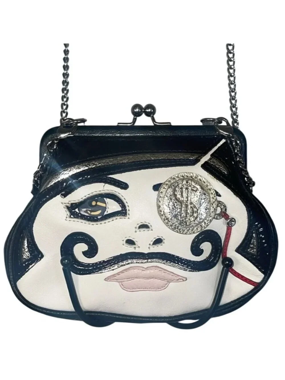 Brighton Rare vintage Retired crossbody Coin Purse Face Design with chain strap